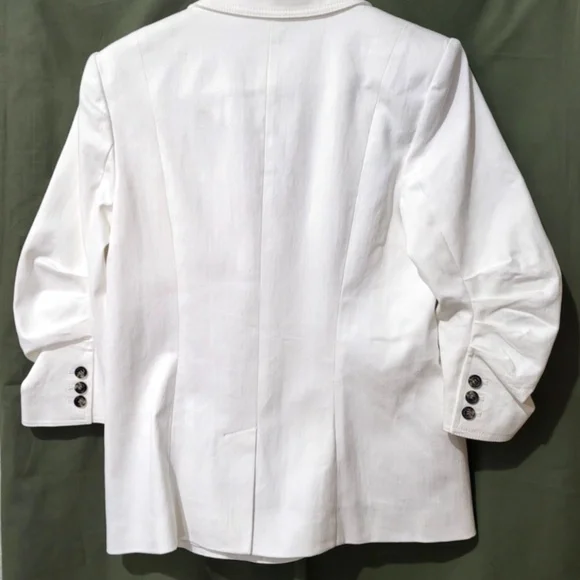 $395 Unworn Cinq A Sept Khloe White Denim Blazer - Picture 9 of 10